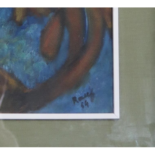 999 - M.A. RAUF (PAKISTANI CONTEMPORARY)  RHYTHM (FISHES)  Oil on canvas, signed lower right, 56 x 30cm Ti... 