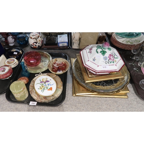 210 - A collection of assorted decorative ceramics and glass, onyx etc