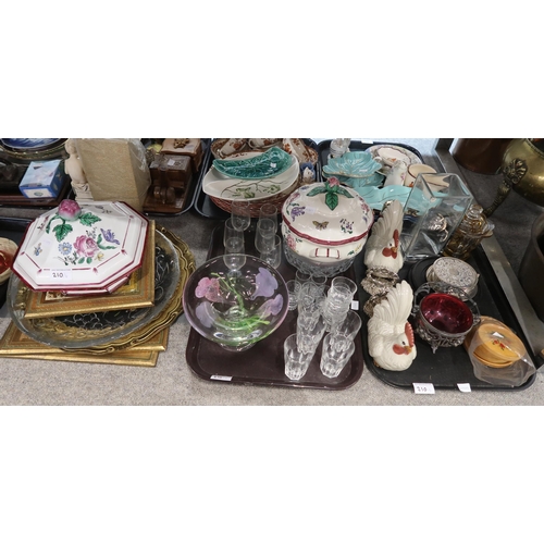 210 - A collection of assorted decorative ceramics and glass, onyx etc