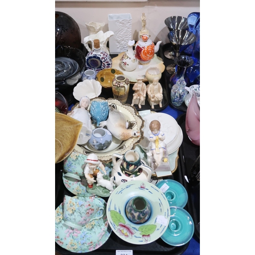 234 - A collection of decorative ceramics including a two Shelley Melody chintz trios, Gouda vase, Burleig... 