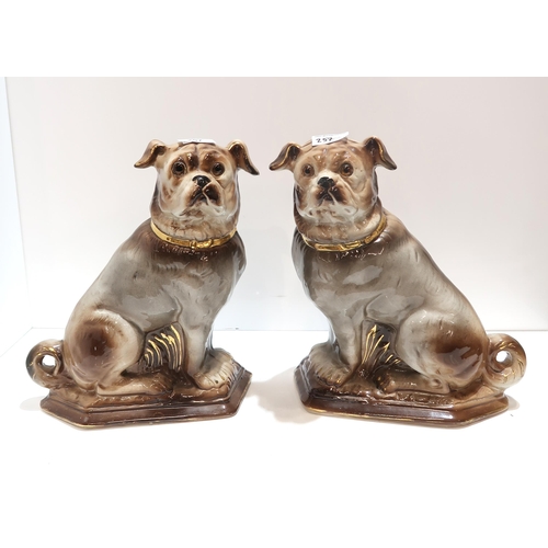 257 - A pair of Bo'ness pottery pugs with glass eyes