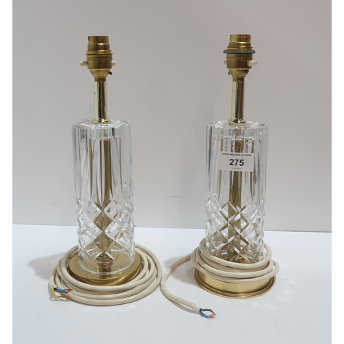 275 - A pair of crystal table lamps, possibly Waterford