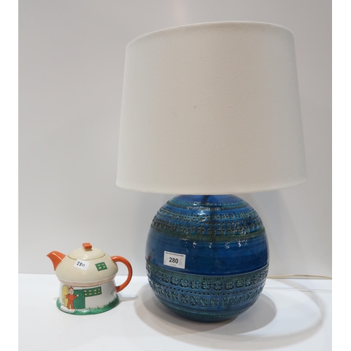 280 - A Shelley Mabel Lucie Atwell Booboo teapot, together with a Bitossi table lamp