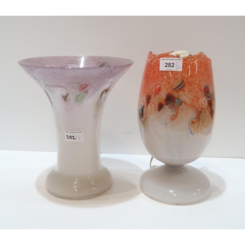 282 - A Vasart glass tulip lamp and a flaring neck vase