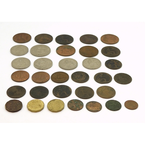 441 - A small collection of GB coinage with some Victorian examples.