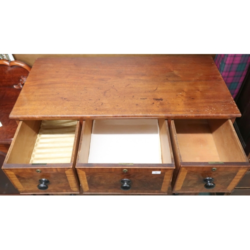 33 - A Victorian mahogany chest of drawers with three short over three long drawers with a further short ... 