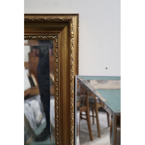 73 - A lot comprising contemporary Belgian square wall mirror with mirrored frame, 89cm high x 89cm wide ... 