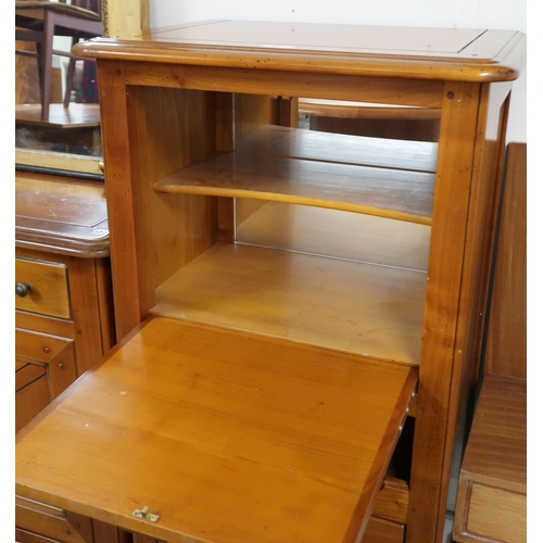 83 - A late 20th century French cherrywood Artcopi drinks cabinet with faux fronted fall front cabinet ov... 