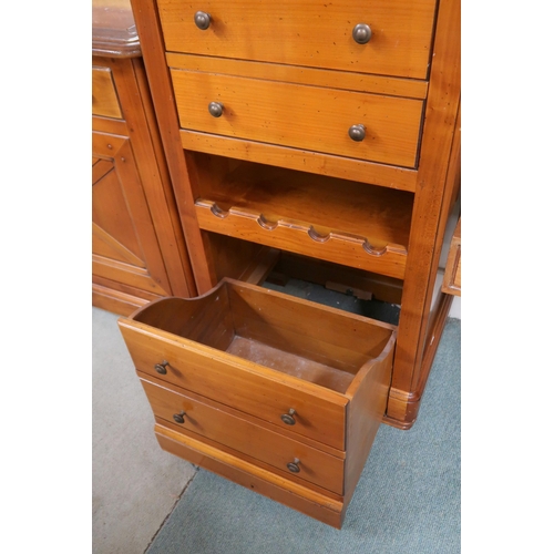 83 - A late 20th century French cherrywood Artcopi drinks cabinet with faux fronted fall front cabinet ov... 