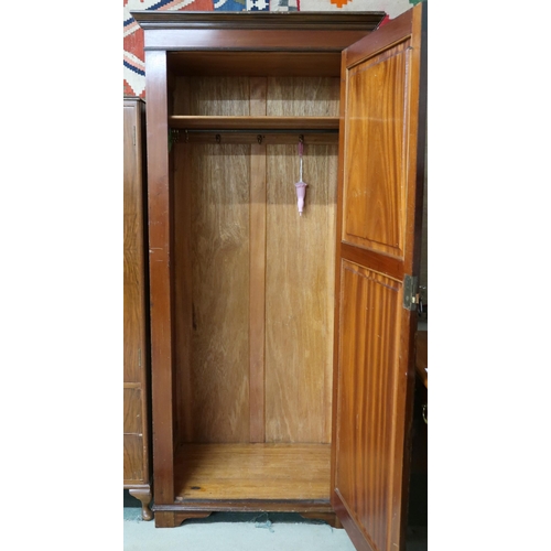 91 - A 20th century mahogany single door hall robe, 182cm high x 82cm wide x 56cm deep