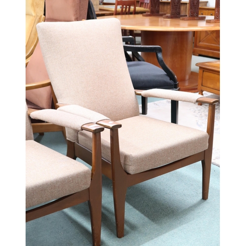 97 - A pair of mid 20th century teak Parker Knoll armchairs, 89cm high x 68cm wide x 82cm deep (2)