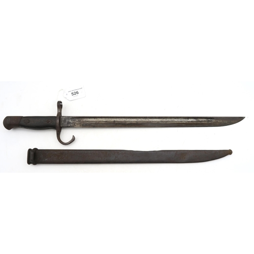 526 - A WW2-era Japanese Type 30 Arisaka bayonet, the blade measuring approx. 39.5cm in length and housed ... 