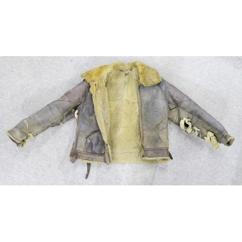 536 - A WW2 period sheepskin flying jacket, in relic condition