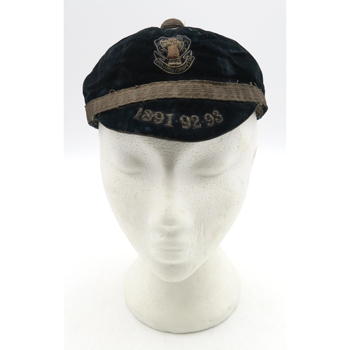 547 - Glasgow University Football Club - a late-Victorian velvet cap, with bullion-embroidered St. Mungo c... 