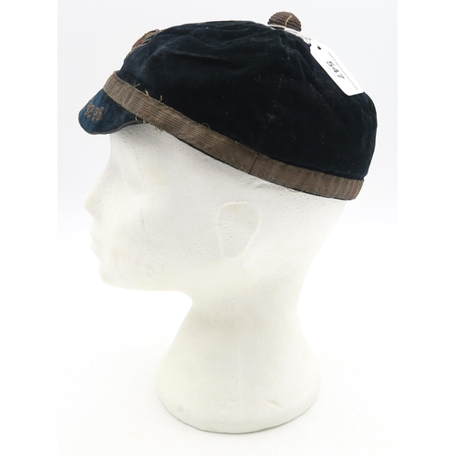 547 - Glasgow University Football Club - a late-Victorian velvet cap, with bullion-embroidered St. Mungo c... 