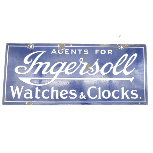 562 - A double-sided enamel advertising sign: Agents for Ingersoll Watches & Clocks, measuring approx.... 