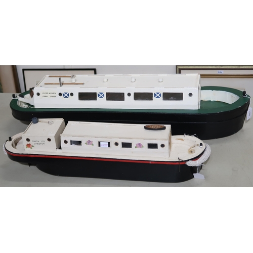 618 - Two R/C pond canal barges/longboats, the larger 