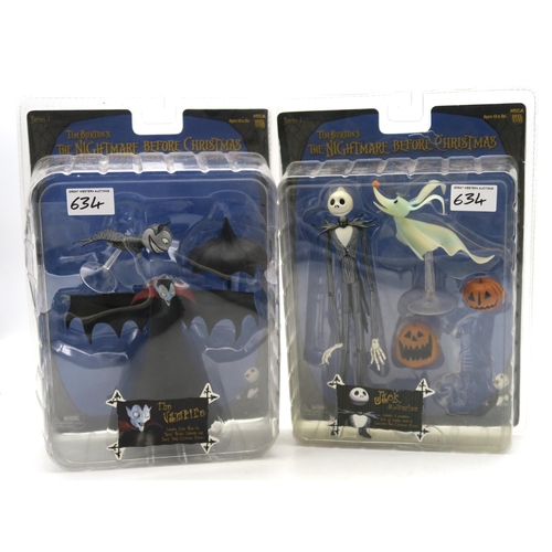 634 - Tim Burton's The Nightmare Before Christmas: four Neca/Reel Toys Series 1 blister-packaged action fi... 