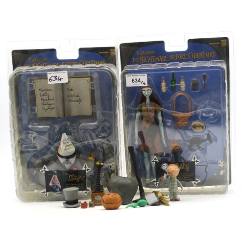 634 - Tim Burton's The Nightmare Before Christmas: four Neca/Reel Toys Series 1 blister-packaged action fi... 