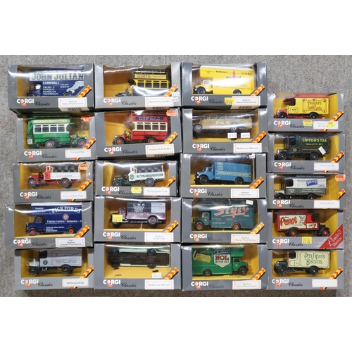 645 - A large quantity of boxed Corgi Classics model buses and lorries