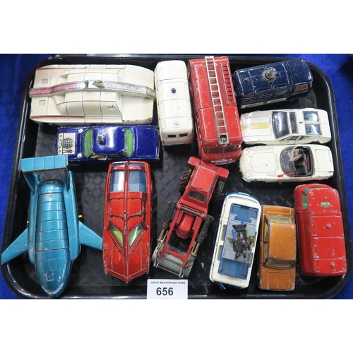 656 - A small selection of Dinky Toys model vehicles, to include Captain Scarlet, Thunderbirds and Man Fro... 