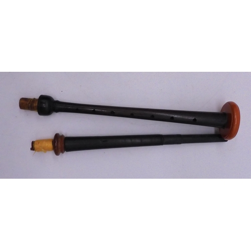 452 - BAGPIPES a set of Victorian McDougall of Aberfeldy Scottish mouthblown small pipes bone mounted with... 