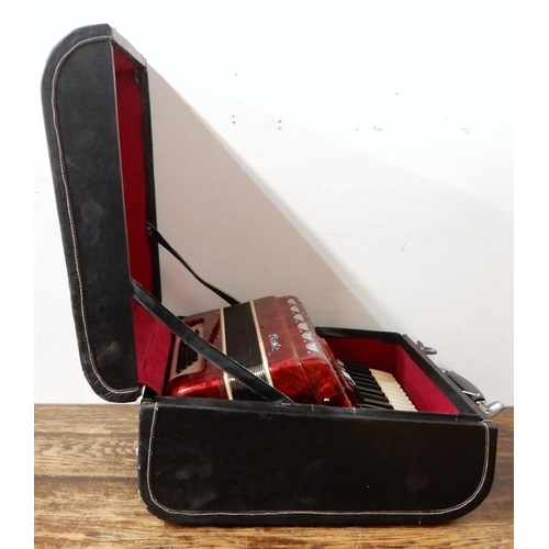 456 - BAILE a 48 bass 34 key piano accordion in red with case