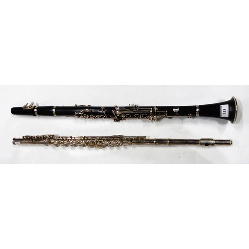 458 - A flute inscribed Florian No GO358C together with a clarinet