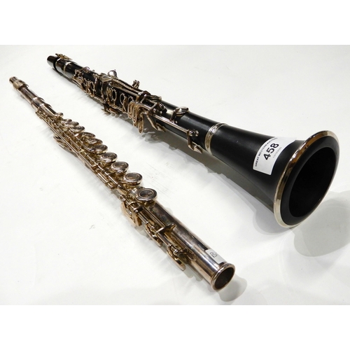 458 - A flute inscribed Florian No GO358C together with a clarinet