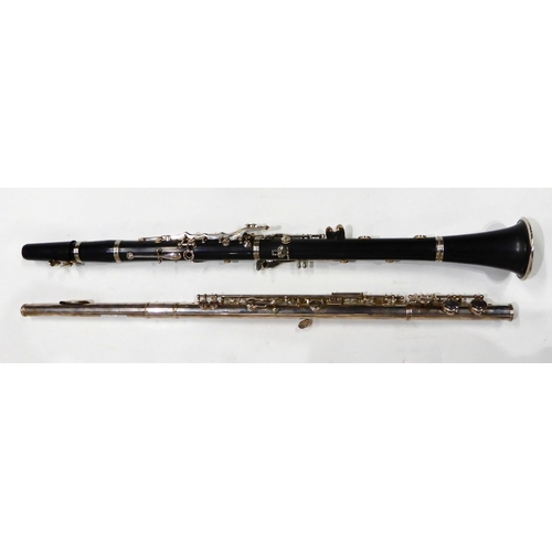 458 - A flute inscribed Florian No GO358C together with a clarinet