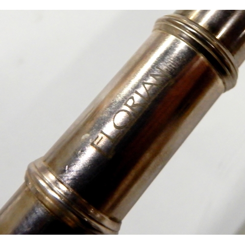 458 - A flute inscribed Florian No GO358C together with a clarinet