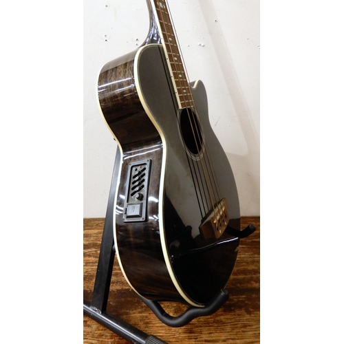 466 - Santa Ana AB877EQ electro acoustic bass with guitar stand