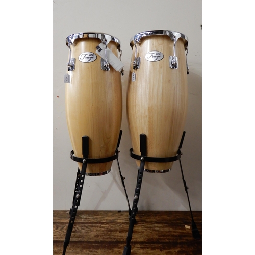 475 - NATAL FUEGO a pair of natural wood congas 11