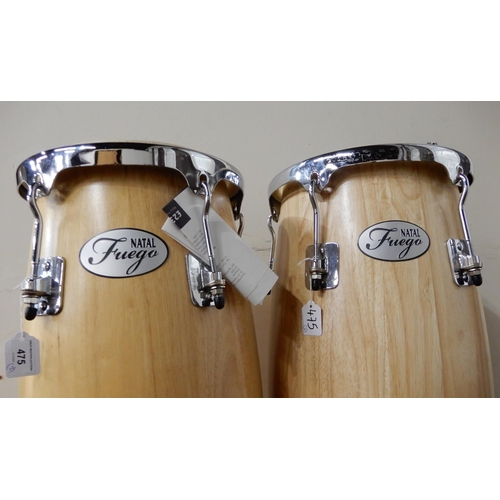 475 - NATAL FUEGO a pair of natural wood congas 11