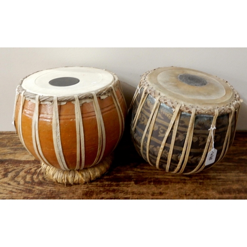 478 - Two South Asian tabla hand drums one coppered 8 1/2