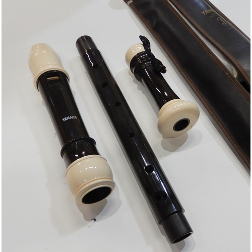 483 - YAMAHA tenor recorder YRD -304B together with various whistles and wooden flutes