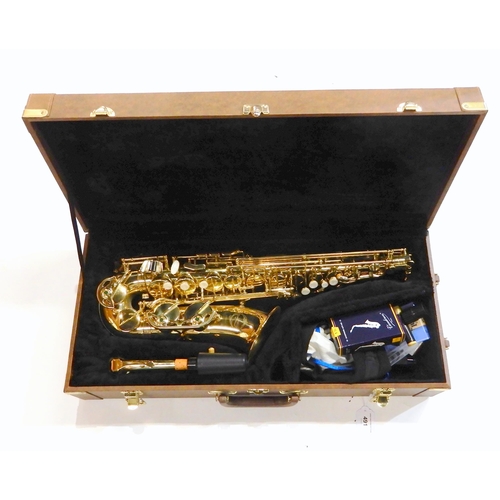 491 - An Artemis MKII alto saxophone with neck and mouthpiece with case and various accessories, reeds, st... 