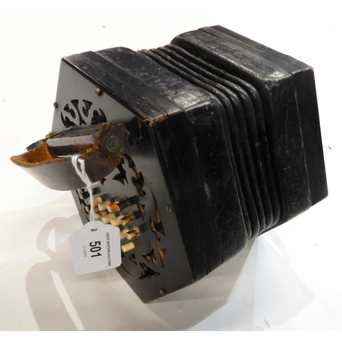 501 - Lachnal 5 bellows 35 button anglo concertina with the ENGLISH MADE TRADE MARK  and stylised ree... 