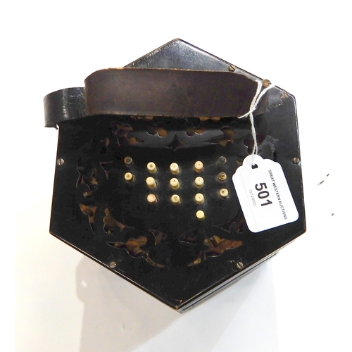 501 - Lachnal 5 bellows 35 button anglo concertina with the ENGLISH MADE TRADE MARK  and stylised ree... 