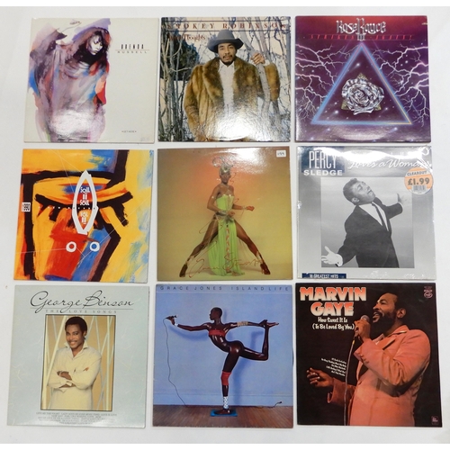 505A - VINYL RECORDS a box of mostly soul R&B vinyl LP records with Average White Band, Michael Jackson... 