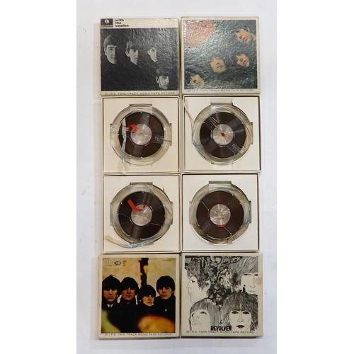 505D - THE BEATLES a lot of 4  Parlophone 3 3/4 Twin Track Mono Tape Record reels in original boxes fe... 