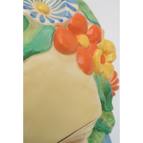 2160 - A CLARICE CLIFF FLORA WALL MASK circa 1936, relief moulded as a lady's face with floral hairband in ... 