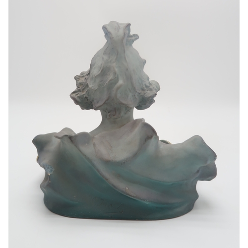 2168 - ALEXANDRE MATHURIN PECHE (1872-1957) FOR CERAMIQUE CHARENTON DEPOSEA bust of a woman, resting her he... 