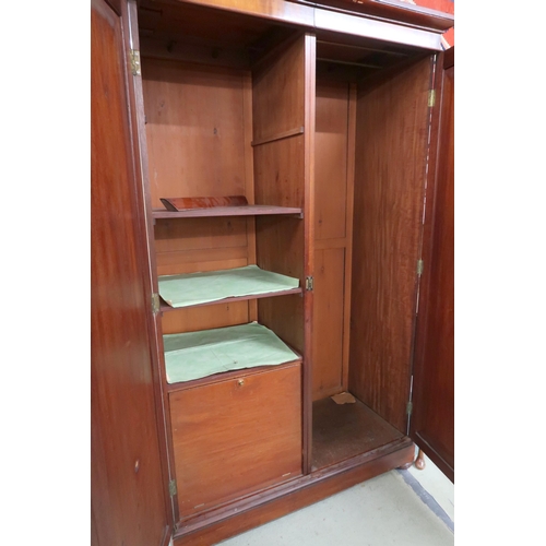 81 - A Victorian mahogany and walnut veneered two door wardrobe, 196cm high x 120cm wide x 55cm deep