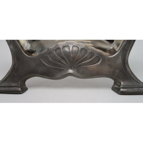 2171 - AN ORVIT ART NOUVEAU PEWTER FRAMED EASEL MIRRORwith sinuous flower decoration, stamped to back and w... 