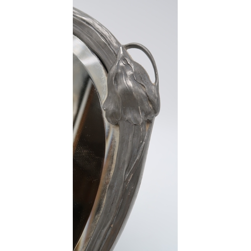 2171 - AN ORVIT ART NOUVEAU PEWTER FRAMED EASEL MIRRORwith sinuous flower decoration, stamped to back and w... 