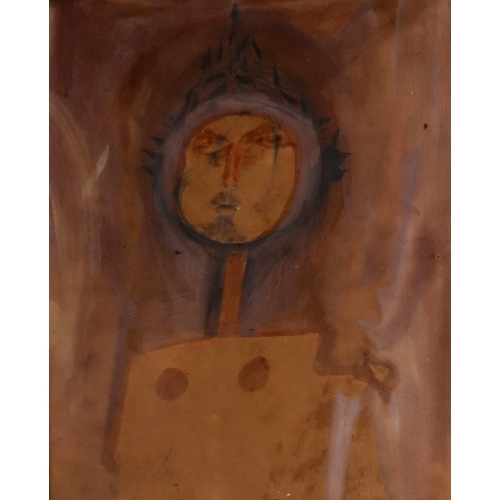 988 - ATTRIBUTED TO TOM MACDONALD (SCOTTISH 1914-1985) HEAD Watercolour on brown paper, 24 x 19.... 