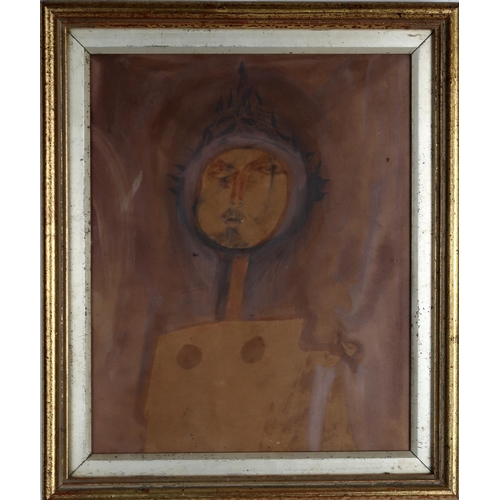 988 - ATTRIBUTED TO TOM MACDONALD (SCOTTISH 1914-1985) HEAD Watercolour on brown paper, 24 x 19.... 