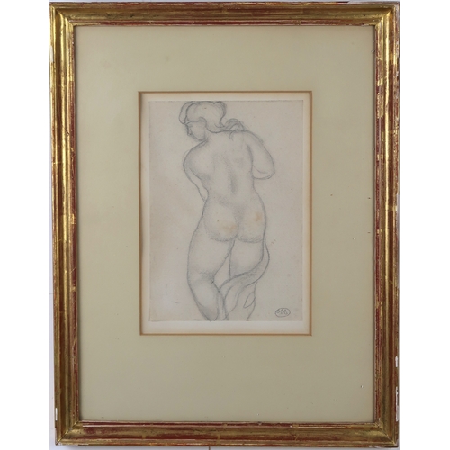 2964 - ARISTIDE MAILLOL (FRENCH 1861-1944)STANDING NUDE Pencil on paper, bears monogram lower right, laid d... 