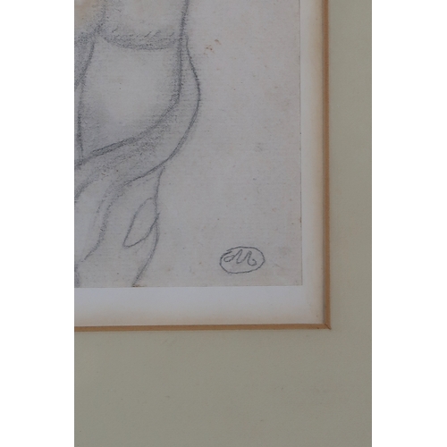 2964 - ARISTIDE MAILLOL (FRENCH 1861-1944)STANDING NUDE Pencil on paper, bears monogram lower right, laid d... 